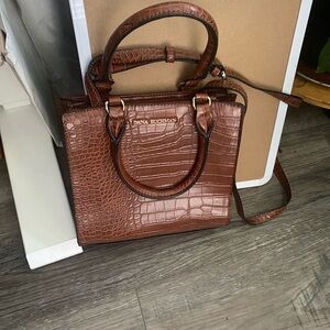 Dana Buchman Tan Crocodile Embossed Satchel